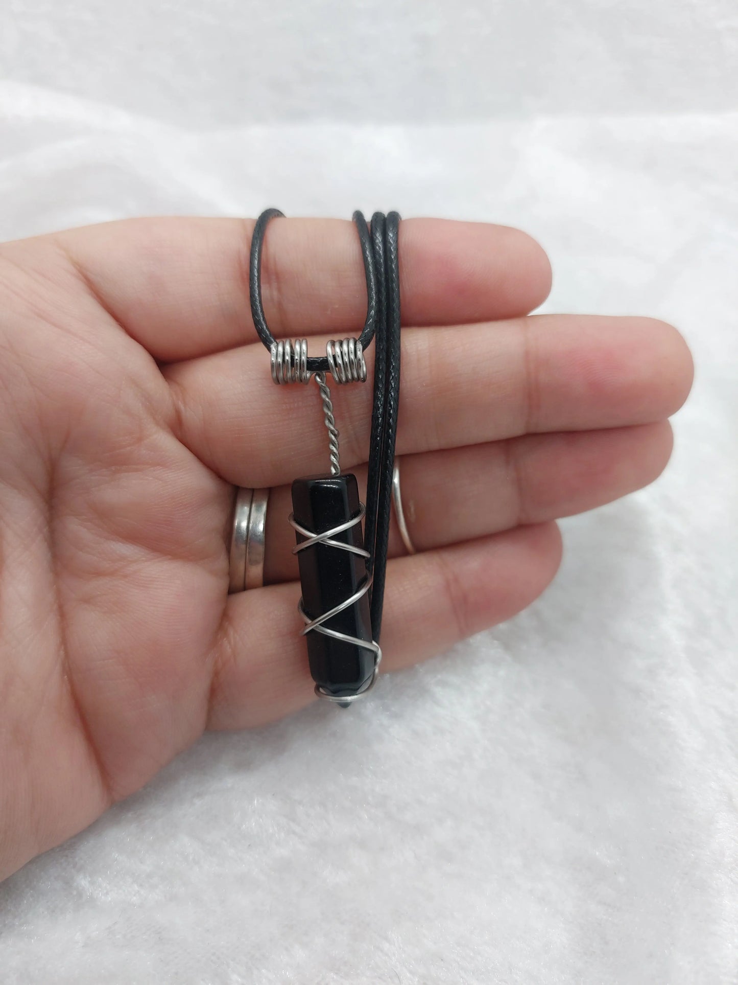 Obsidian Bullet Stone Wire Wrapped Necklace - 1118Markets