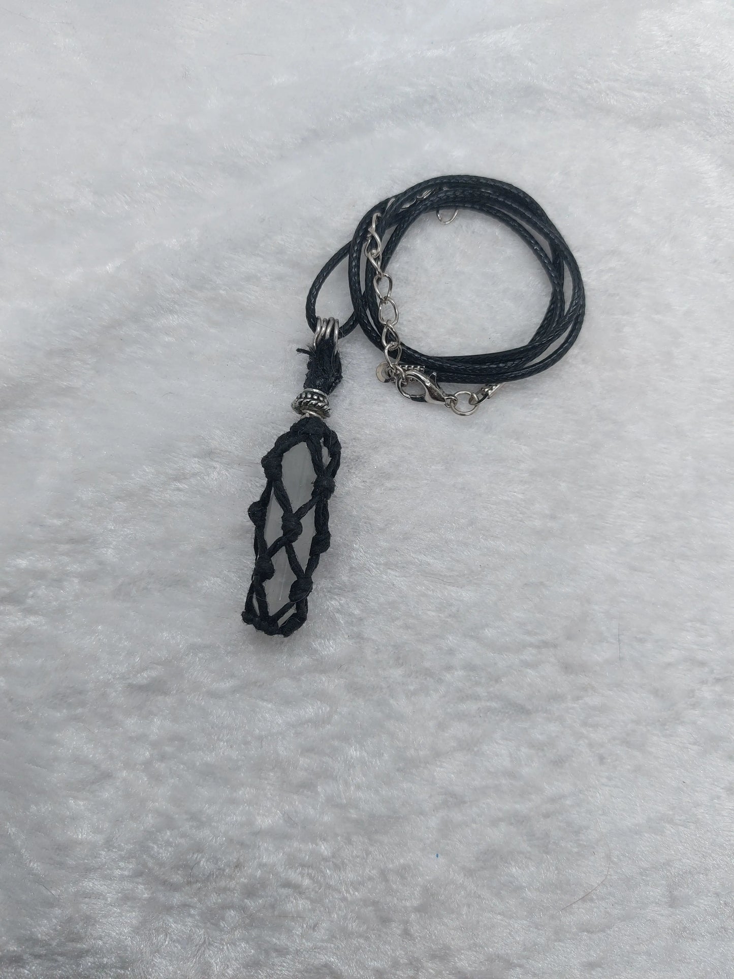 Clear Quartz Macrame Stainless Steel Wire Wrapped Necklace - 1118Markets