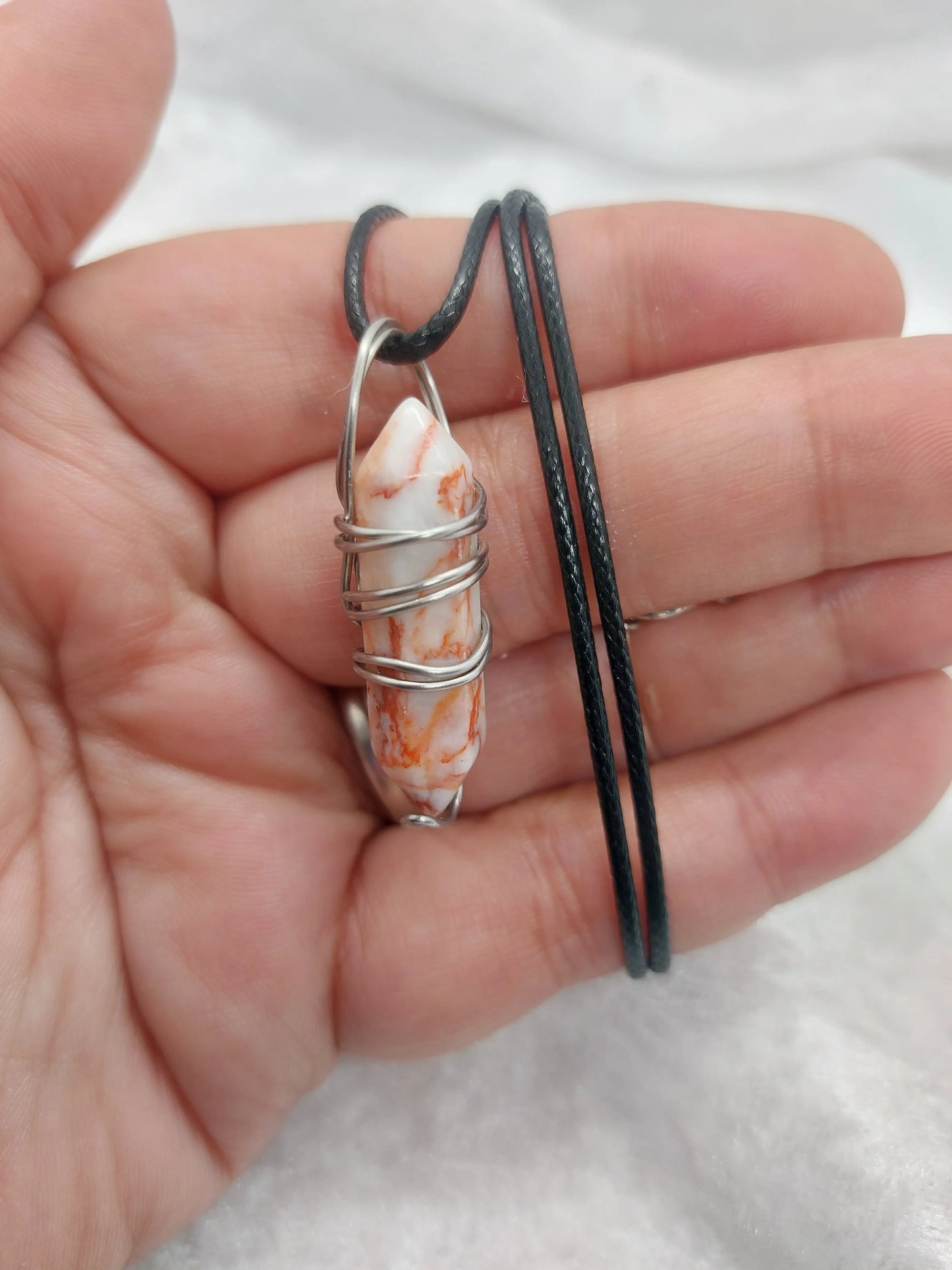 Red Vein Jasper Wire Wrapped Necklace - 1118Markets