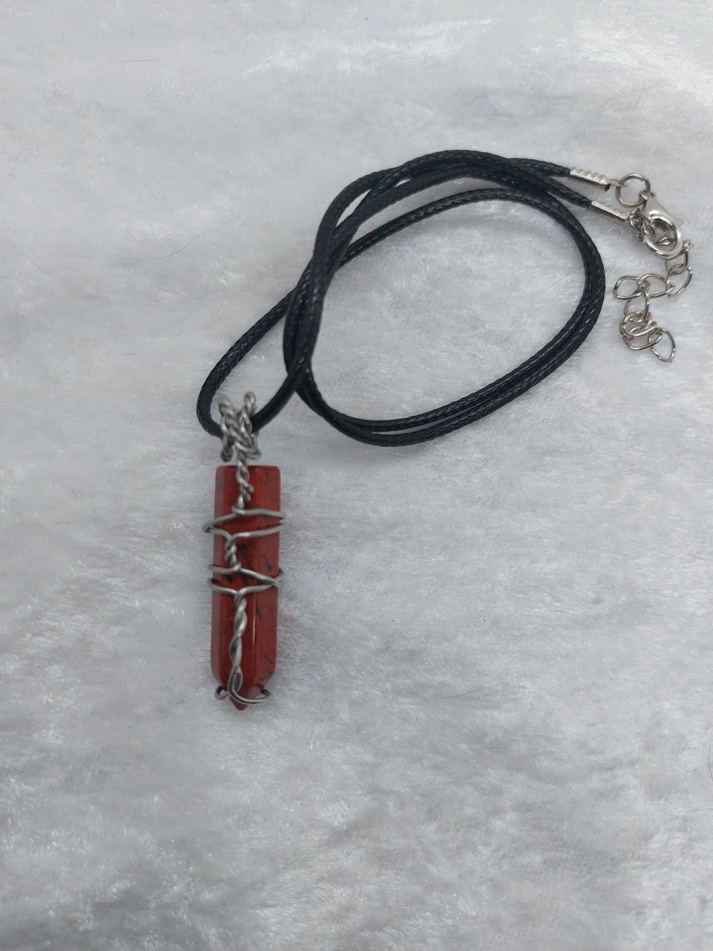 Red Jasper Silver Wire Wrapped Necklace - 1118Markets