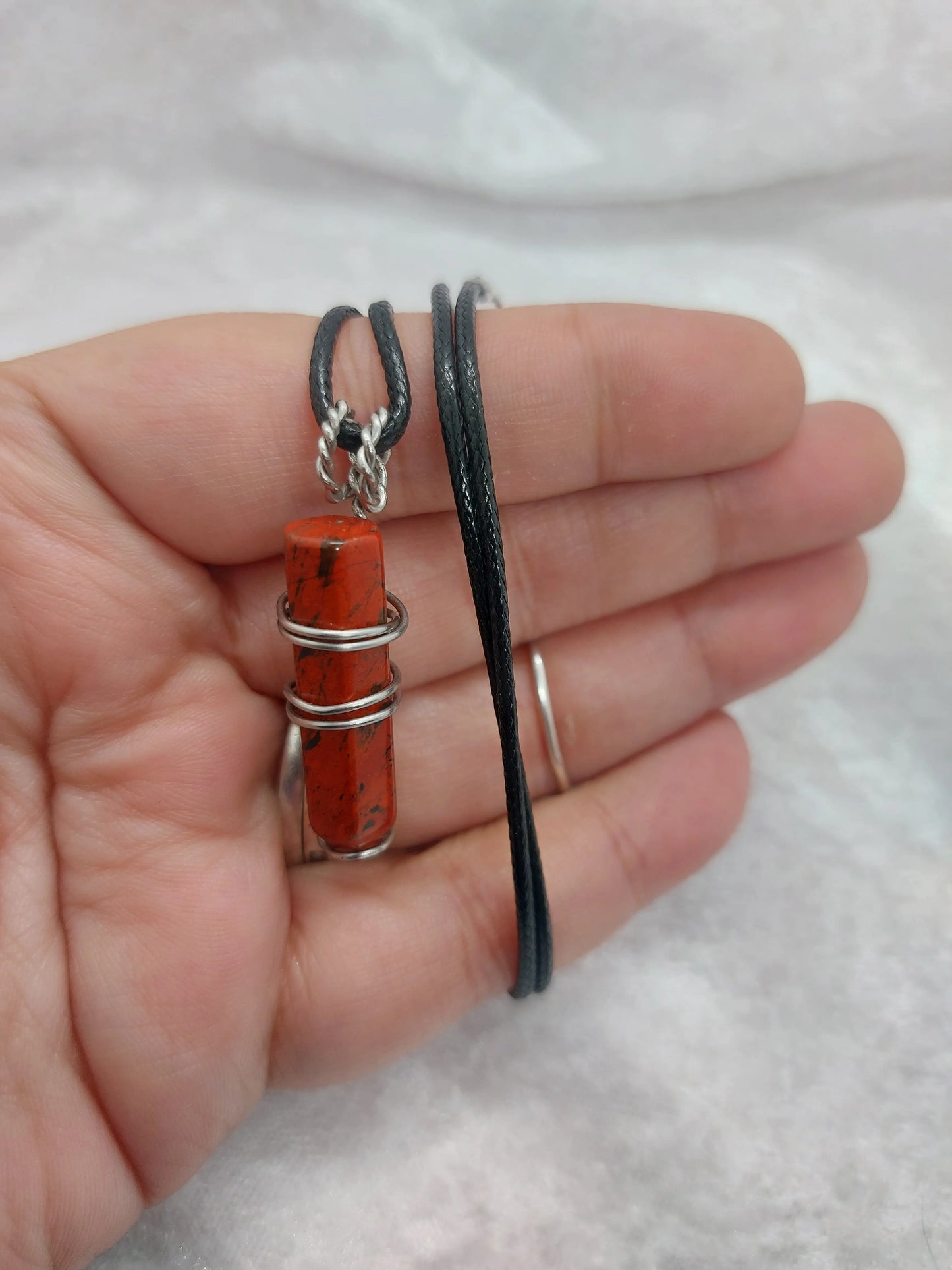 Red Jasper Silver Wire Wrapped Necklace - 1118Markets