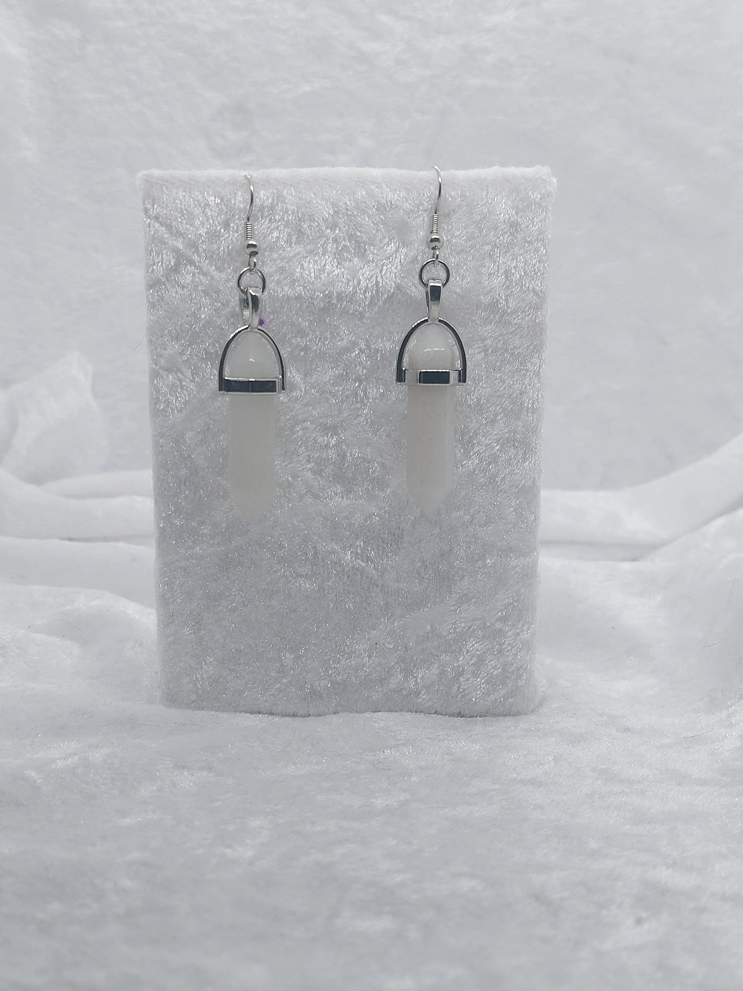 Quartz Gemstone Bullet Silver Earrings - 1118Markets