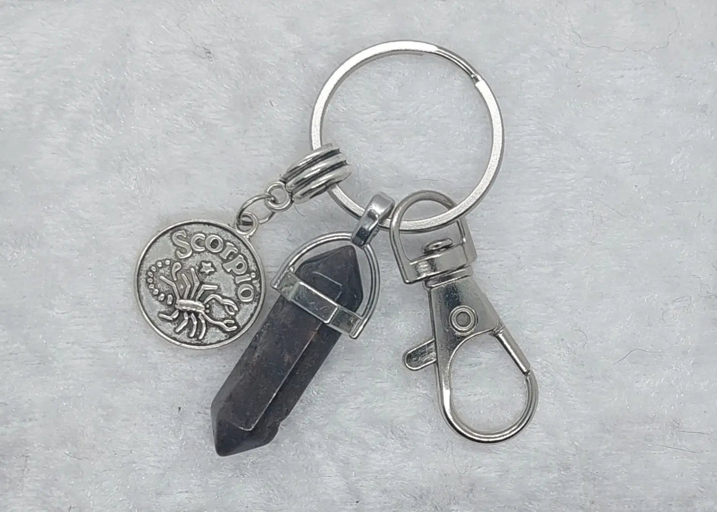 Scorpio Mahogany Obsidian Gemstone Crystal Keychain - 1118Markets
