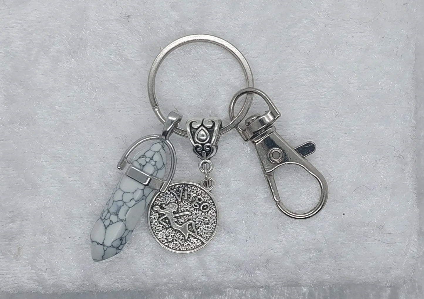 Virgo Marbled Howlite Gemstone Crystal Keychain - 1118Markets