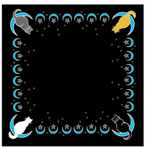 Moon Cat altar cloth or scarf 36" x 36"
