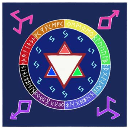 Rune Awakening altar cloth or scarf 36" x 36"