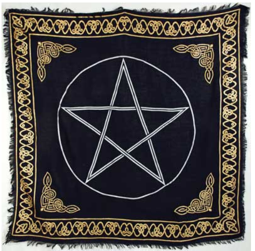 Gold Bordered Pentagram altar cloth 36" x 36"