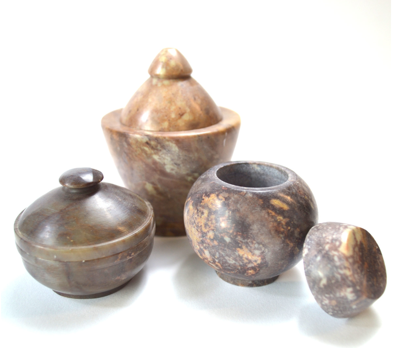 (set of 3) Gini jars soapstone