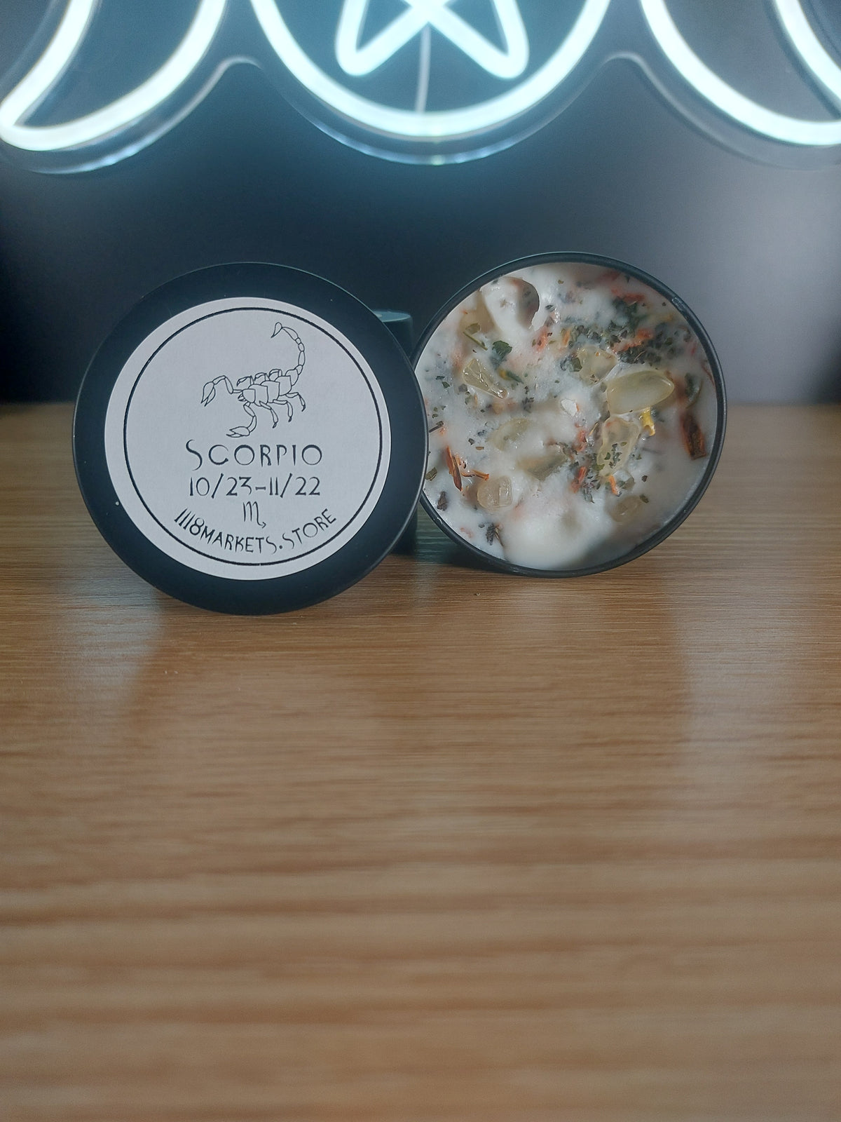 Small Scorpio Crystals & Herbs Candle