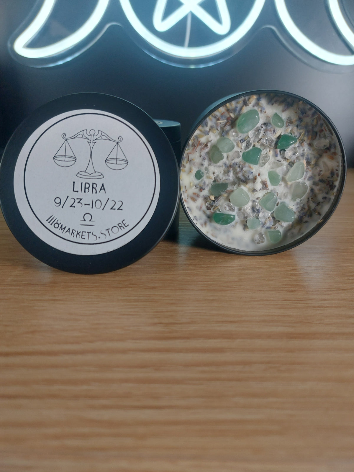 Large Libra Crystal & Herb Candle