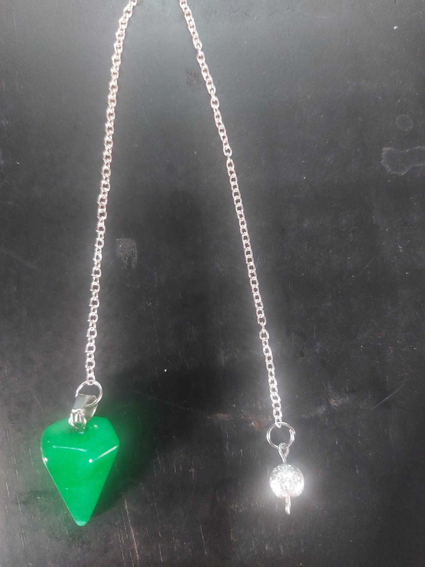 Jade Pendulum on Silver Tone Chain