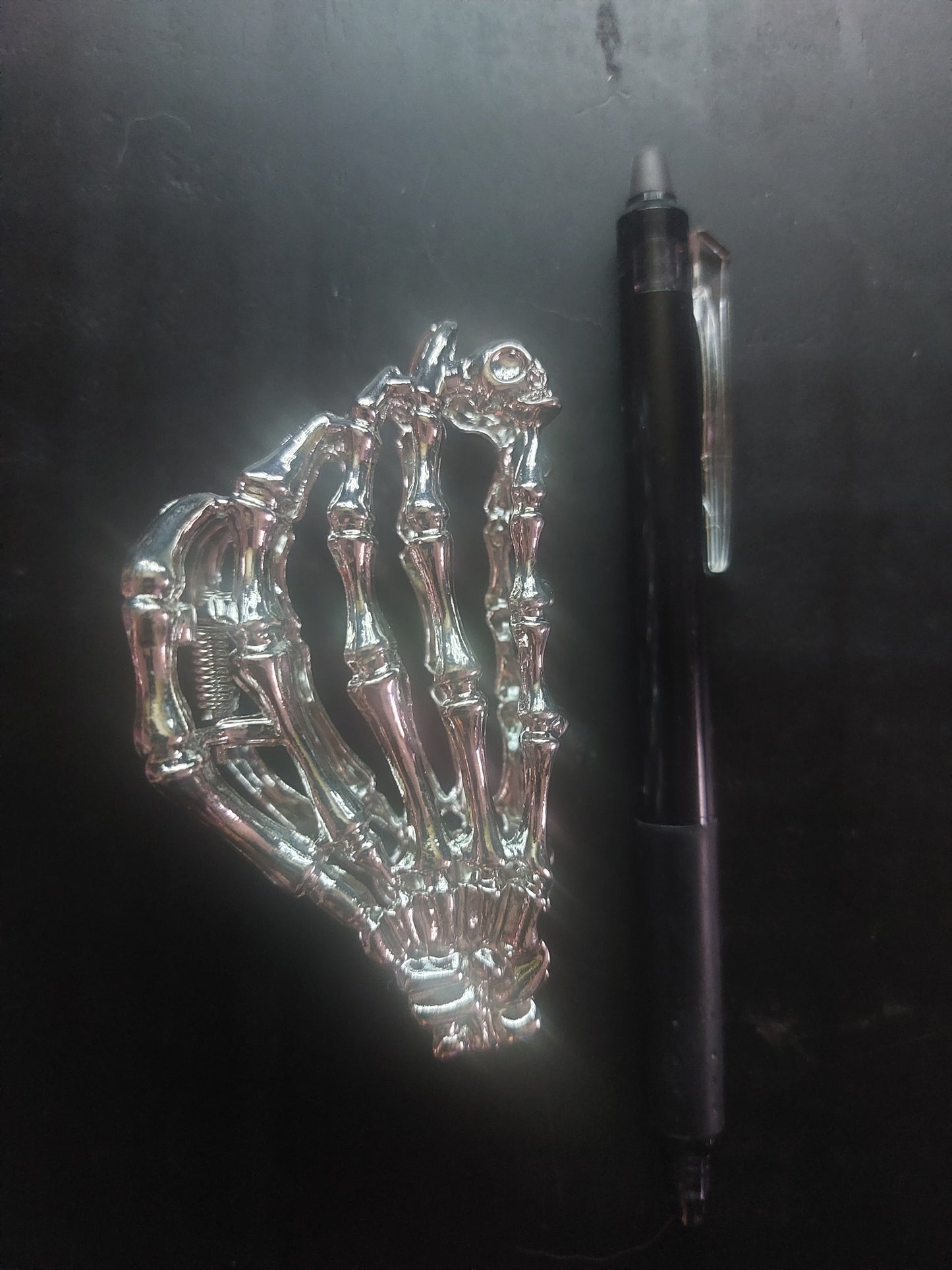 Silver Tone Skeleton Hand Hair Clip