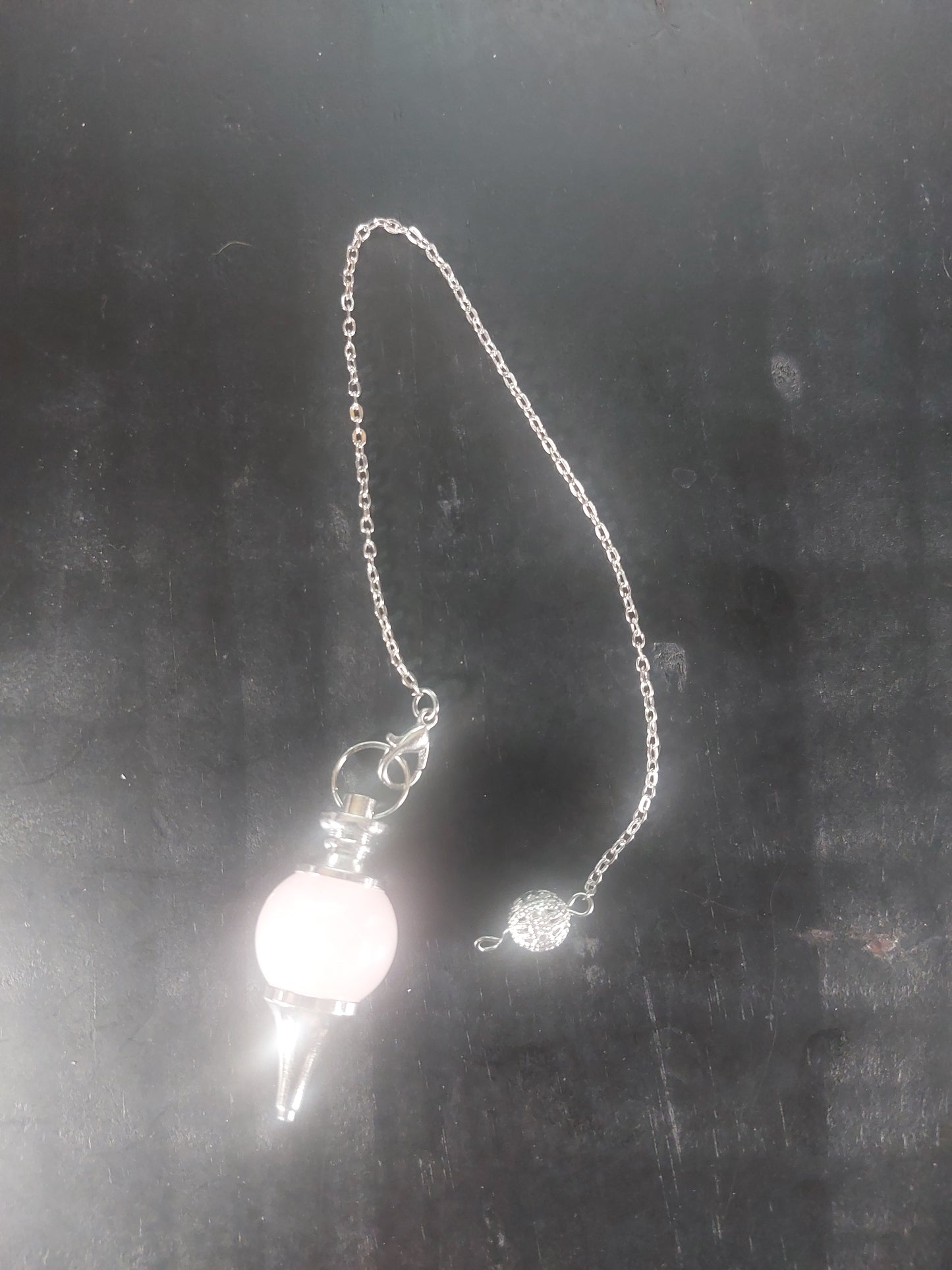 Rose Quartz and Silver Tone Pendulum