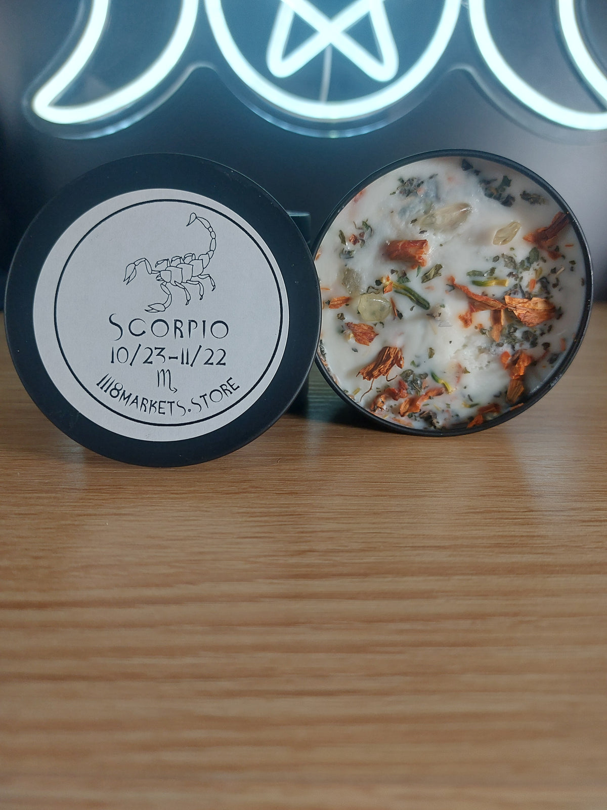Large Scorpio Crystal & Herb Candle