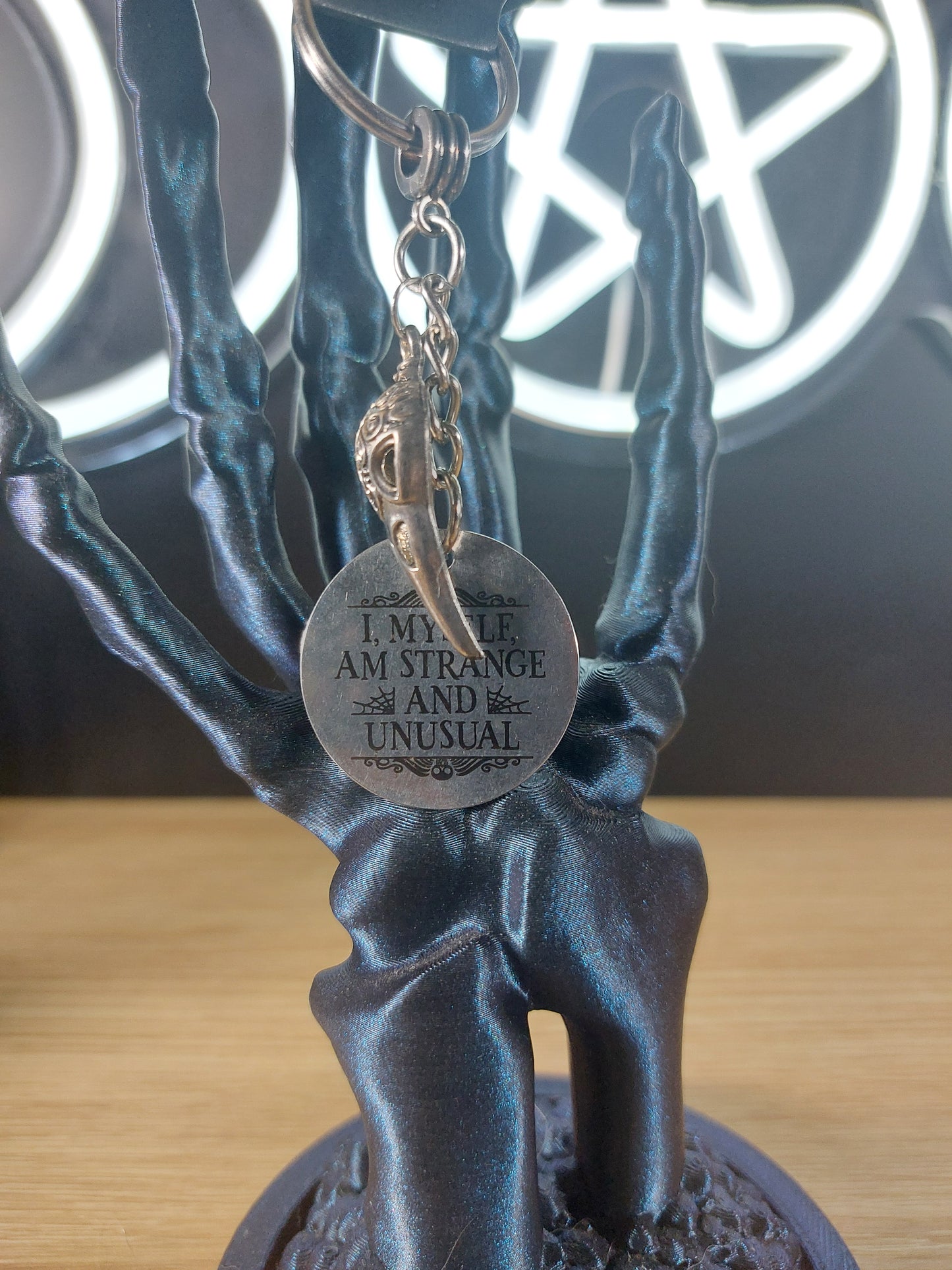I Myself Am Strange and Unusual Medal with Charm Keychain