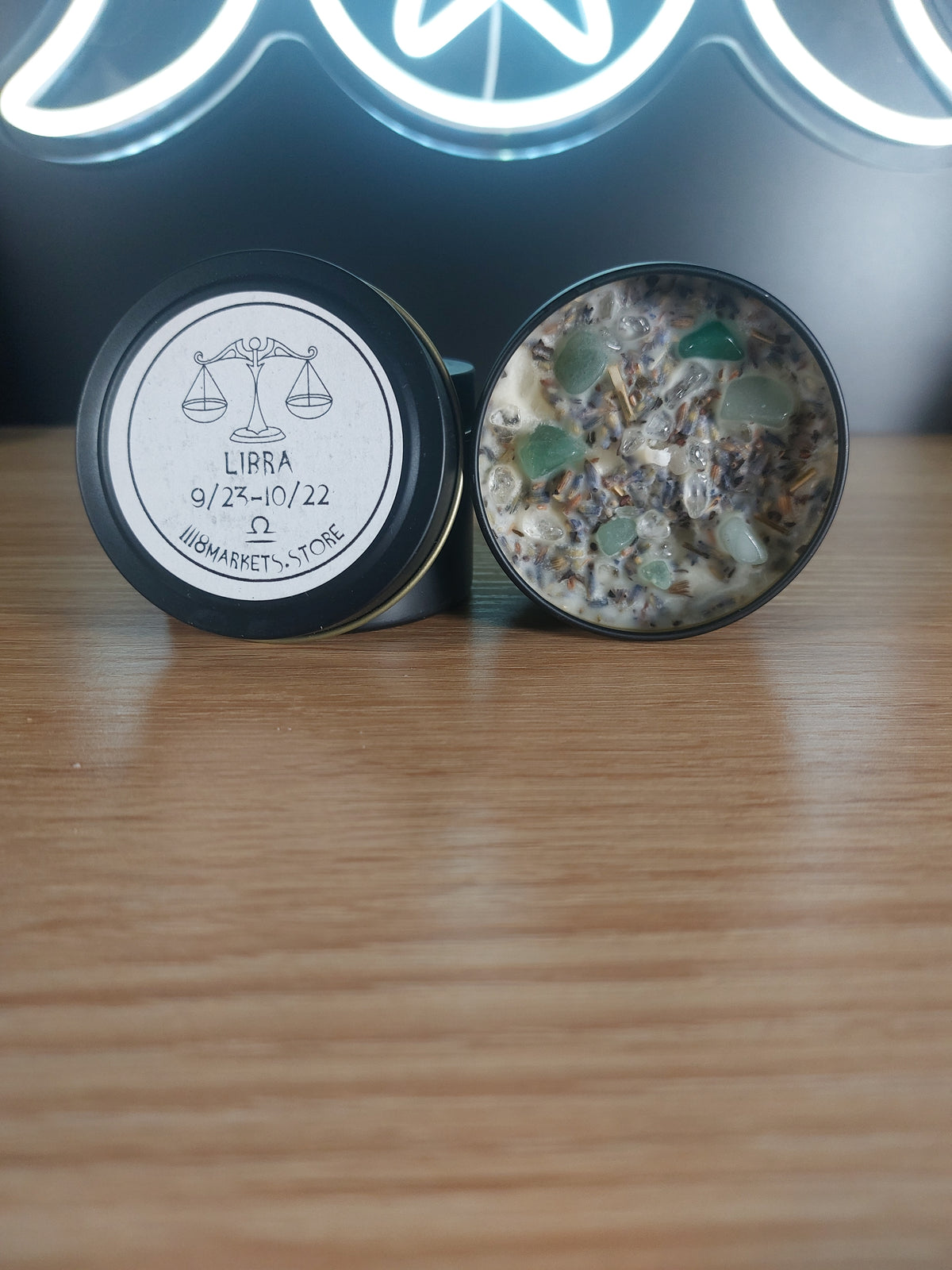 Small Libra Crystals & Herbs Candle