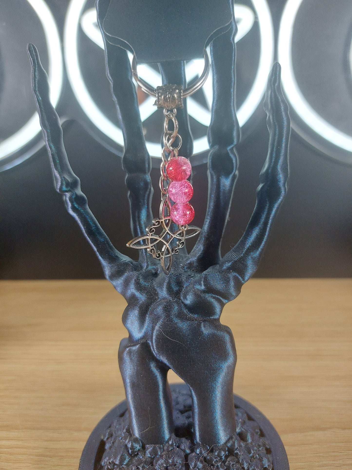 Silver Tone Witches Knot with Glass Beads