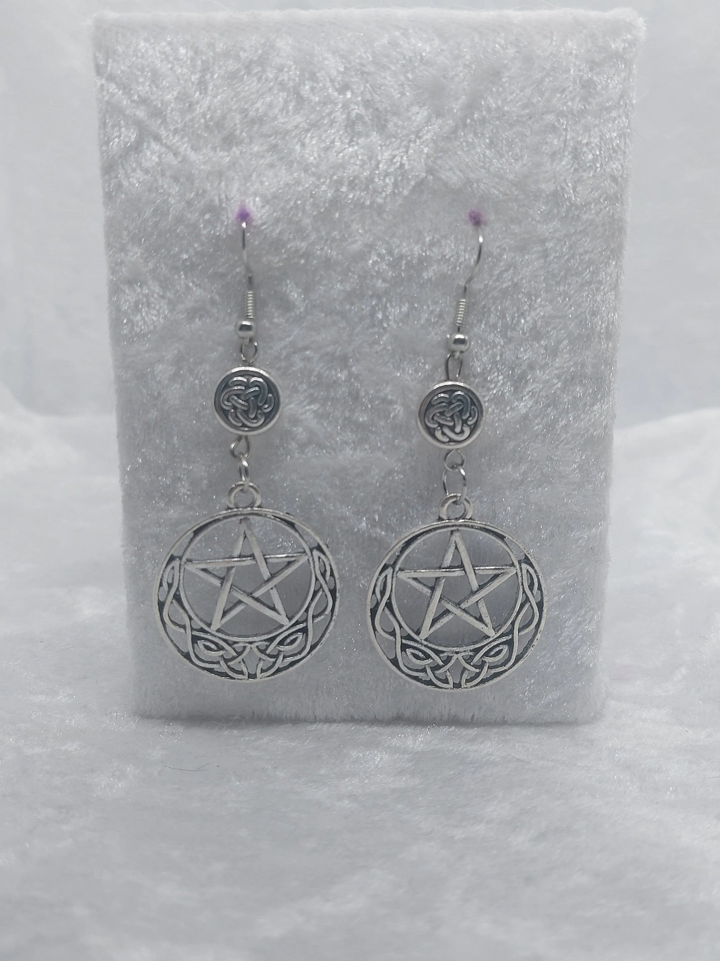 Pentagram with Celtic Knot Silver Earrings - 1118Markets