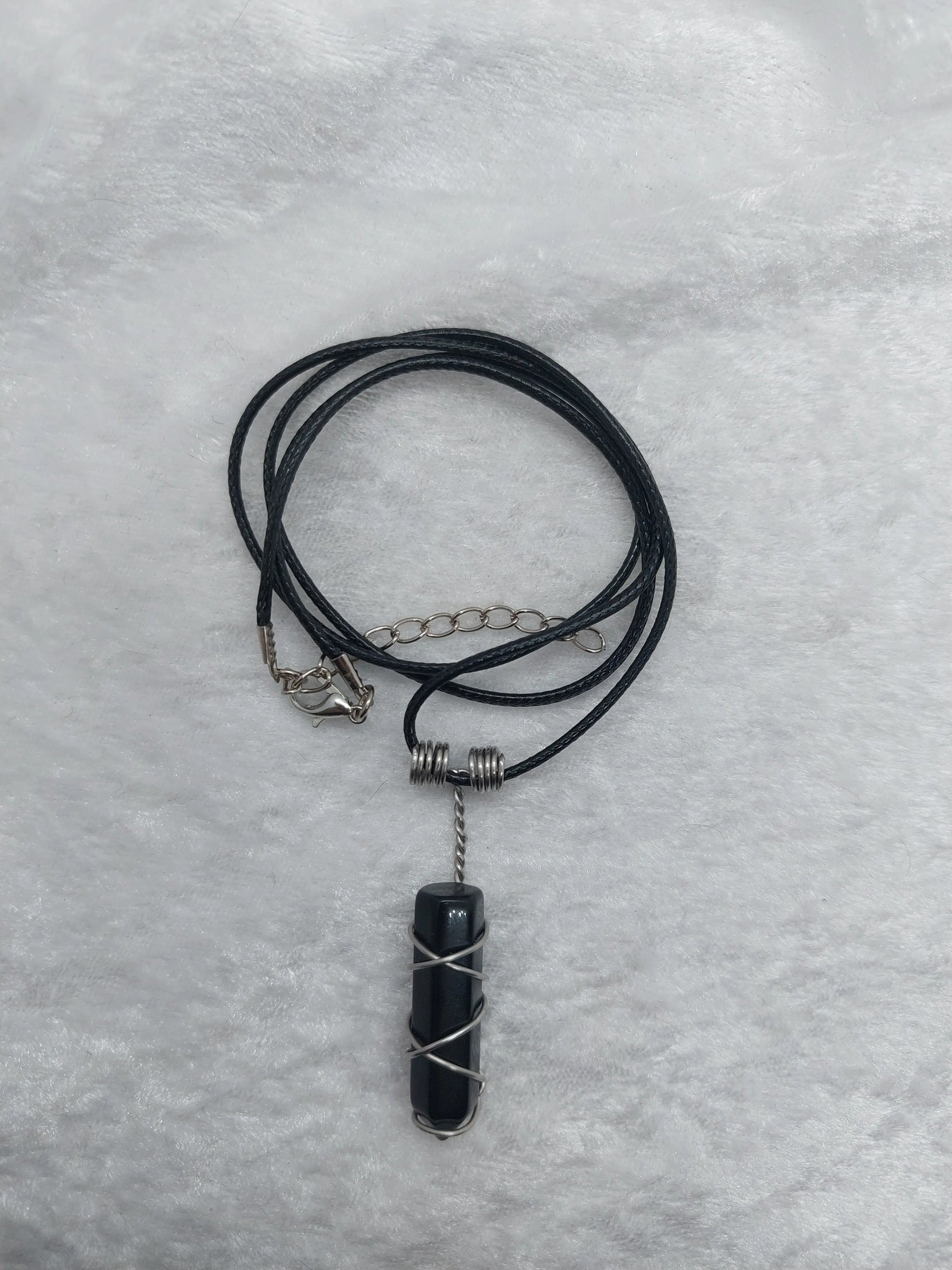 Obsidian Bullet Stone Wire Wrapped Necklace - 1118Markets