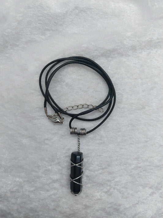 Obsidian Bullet Stone Wire Wrapped Necklace - 1118Markets