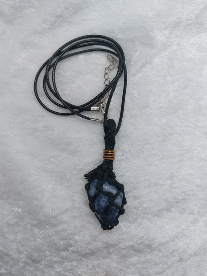 Lapis Stone Macrame Wrapped Necklace - 1118Markets