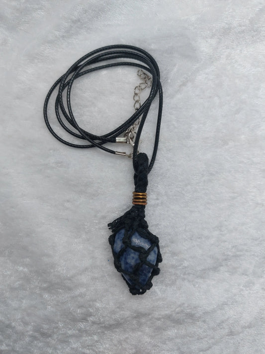 Lapis Stone Macrame Wrapped Necklace - 1118Markets