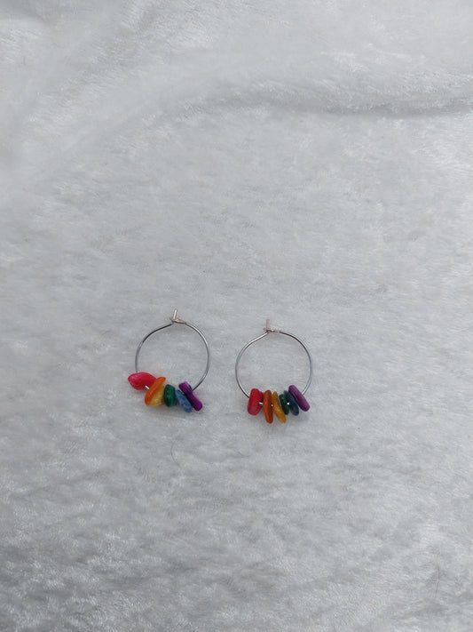 Rainbow Coral Chip Hoop Earrings - 1118Markets