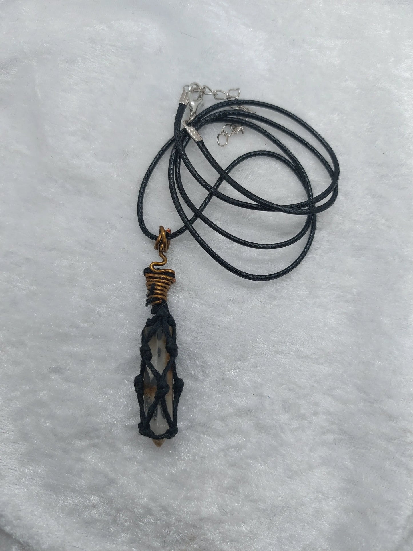 Clear Quartz Macrame Copper Wire Wrapped Necklace - 1118Markets
