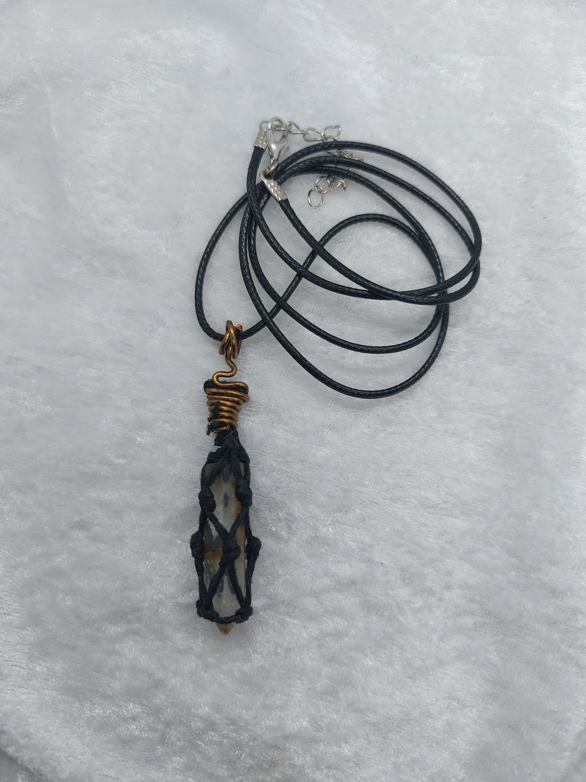 Clear Quartz Macrame Copper Wire Wrapped Necklace - 1118Markets