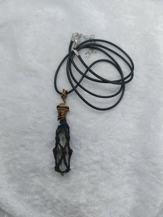 Clear Quartz Macrame Copper Wire Wrapped Necklace - 1118Markets