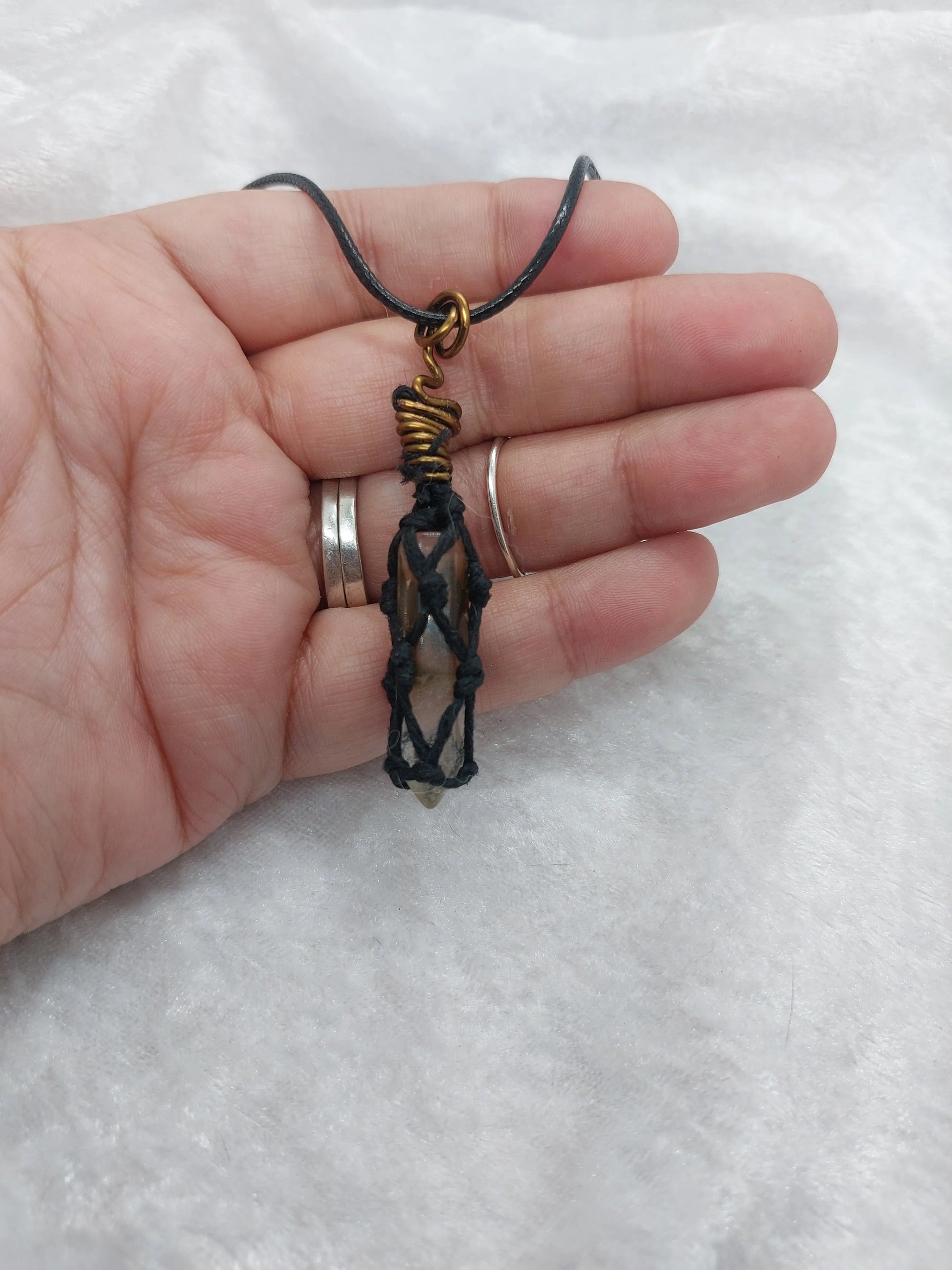 Clear Quartz Macrame Copper Wire Wrapped Necklace - 1118Markets