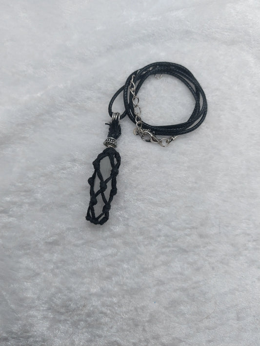 Clear Quartz Macrame Stainless Steel Wire Wrapped Necklace - 1118Markets