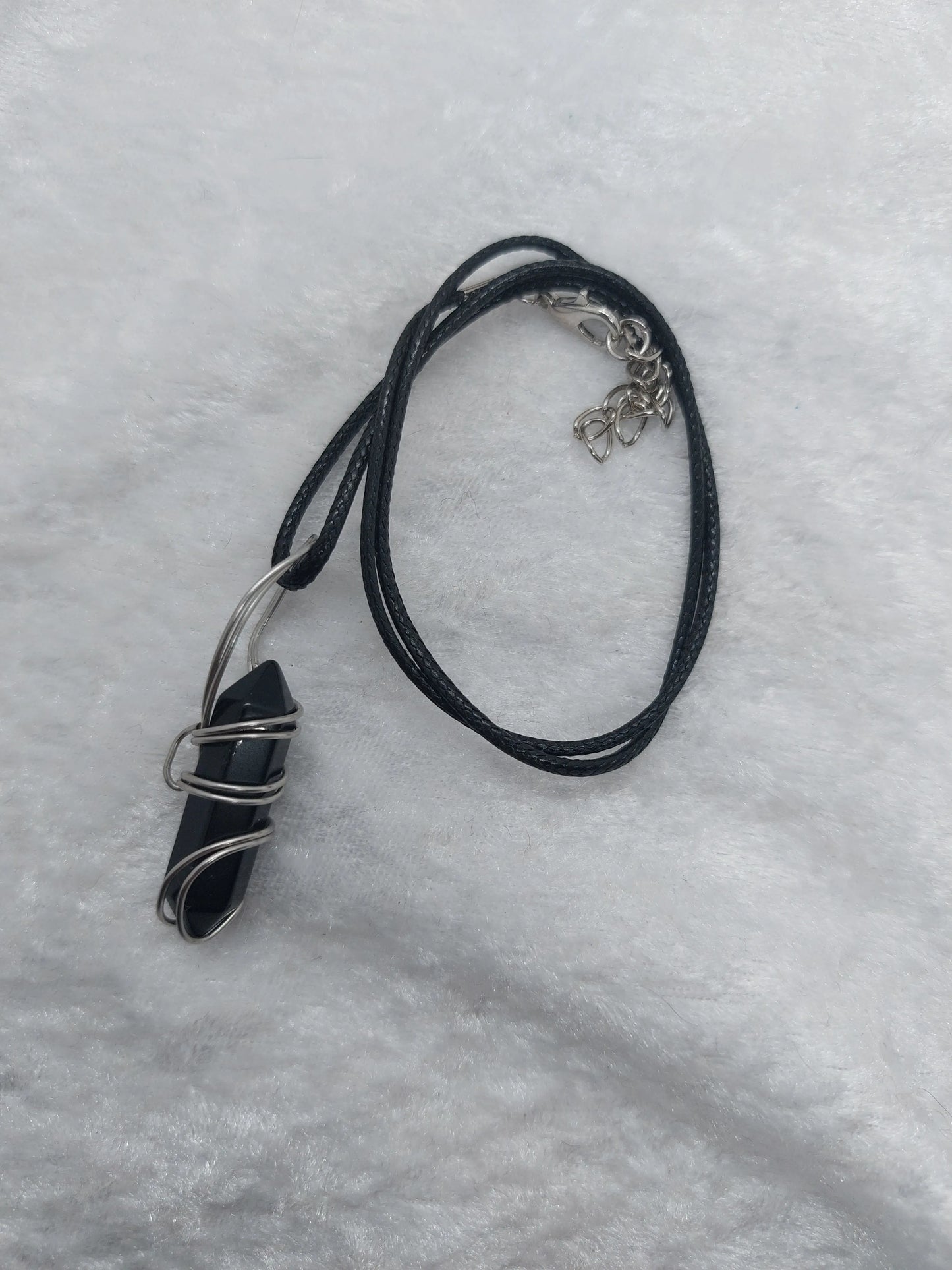 Obsidian Double Pointed Bullet Wire Wrapped Necklace - 1118Markets