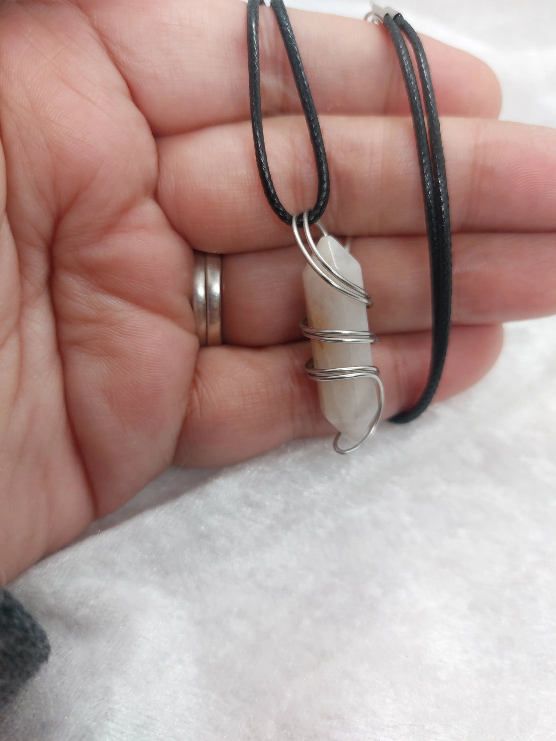 Amber Aragonite Wire Wrapped Necklace - 1118Markets