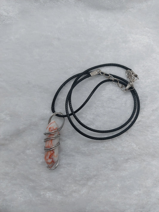 Red Vein Jasper Wire Wrapped Necklace - 1118Markets