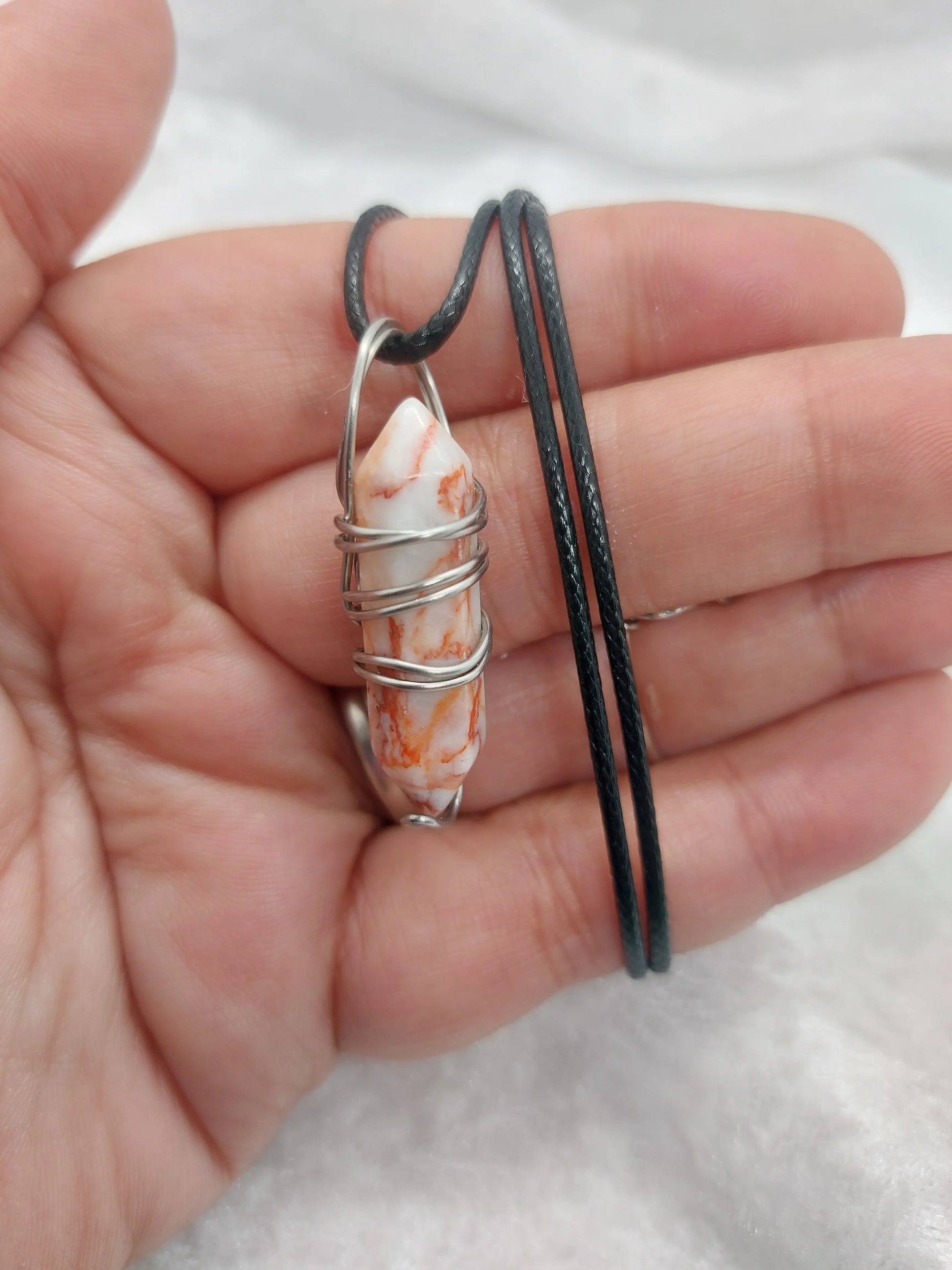 Red Vein Jasper Wire Wrapped Necklace - 1118Markets