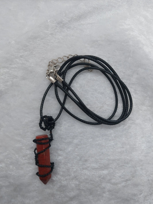 Red Jasper Black Wire Wrapped Necklace - 1118Markets
