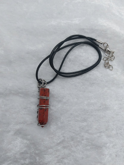 Red Jasper Silver Wire Wrapped Necklace - 1118Markets