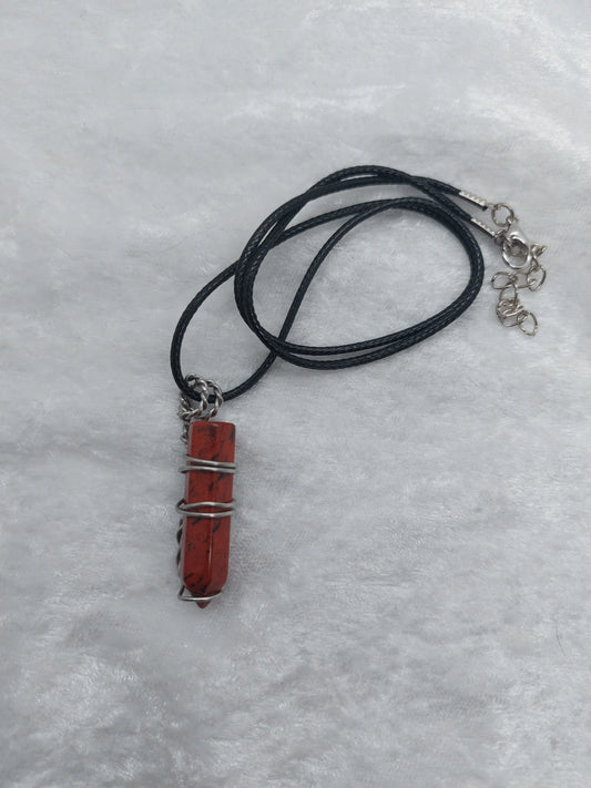 Red Jasper Silver Wire Wrapped Necklace - 1118Markets