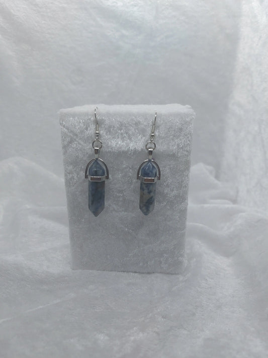 Dumortierite Gemstone Bullet Silver Earrings - 1118Markets