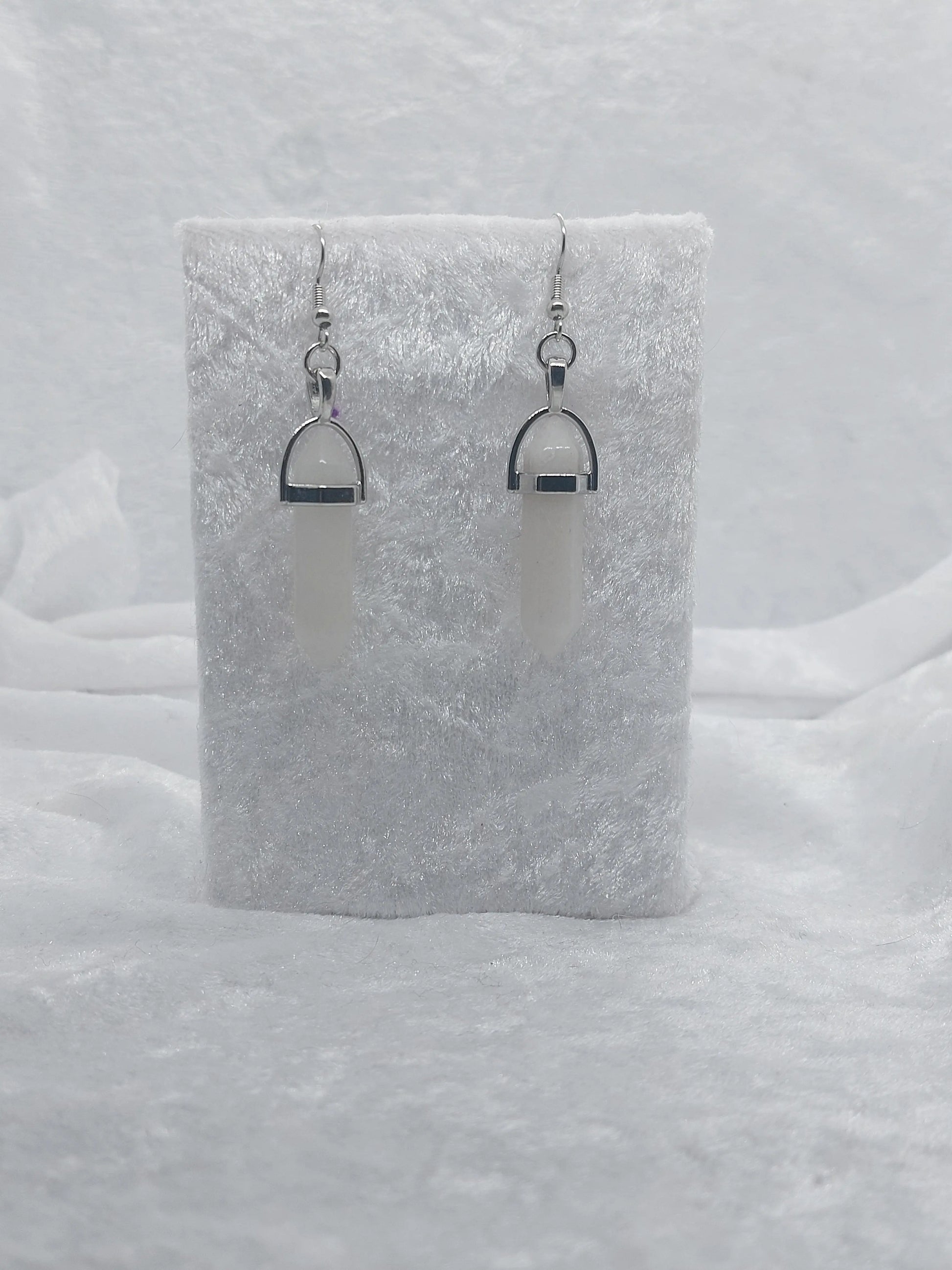 Quartz Gemstone Bullet Silver Earrings - 1118Markets