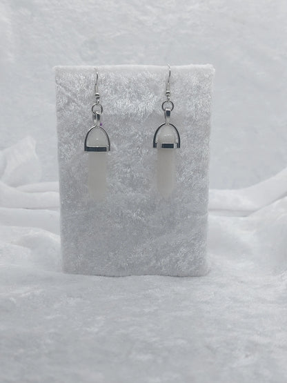 Quartz Gemstone Bullet Silver Earrings - 1118Markets