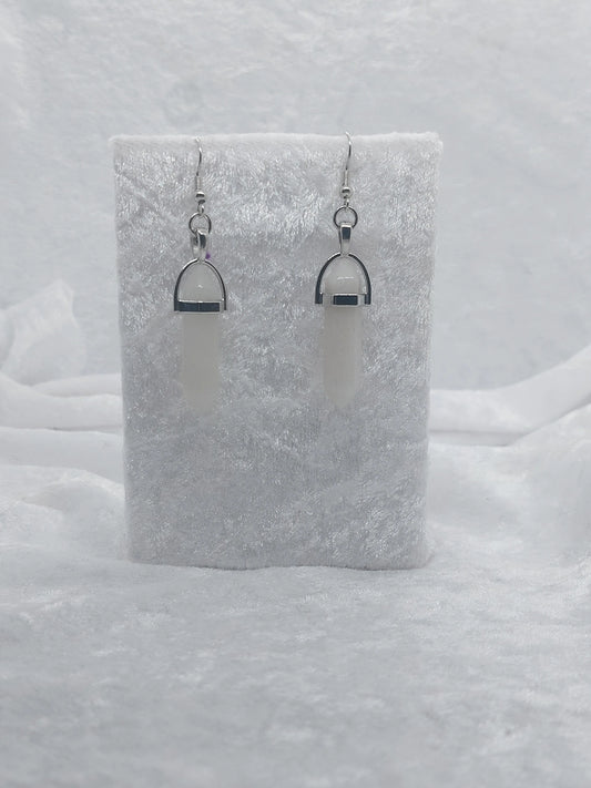 Quartz Gemstone Bullet Silver Earrings - 1118Markets