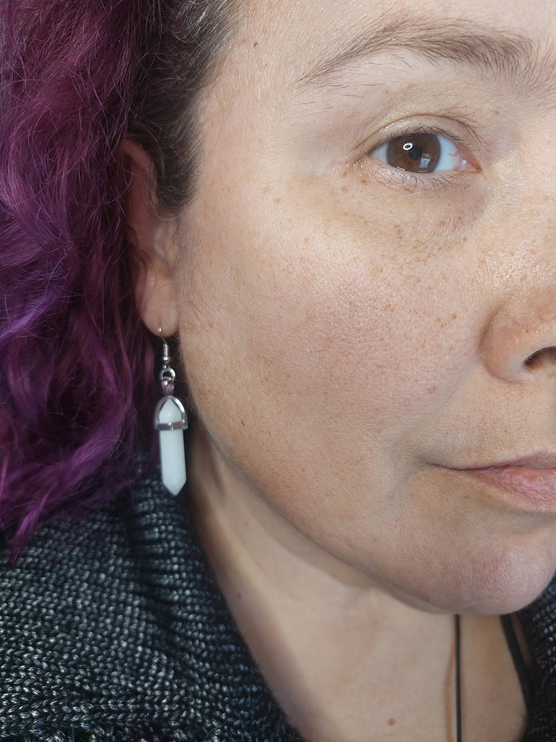 Quartz Gemstone Bullet Silver Earrings - 1118Markets