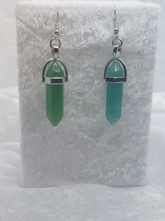 Jade Gemstone Bullet Silver Earrings - 1118Markets