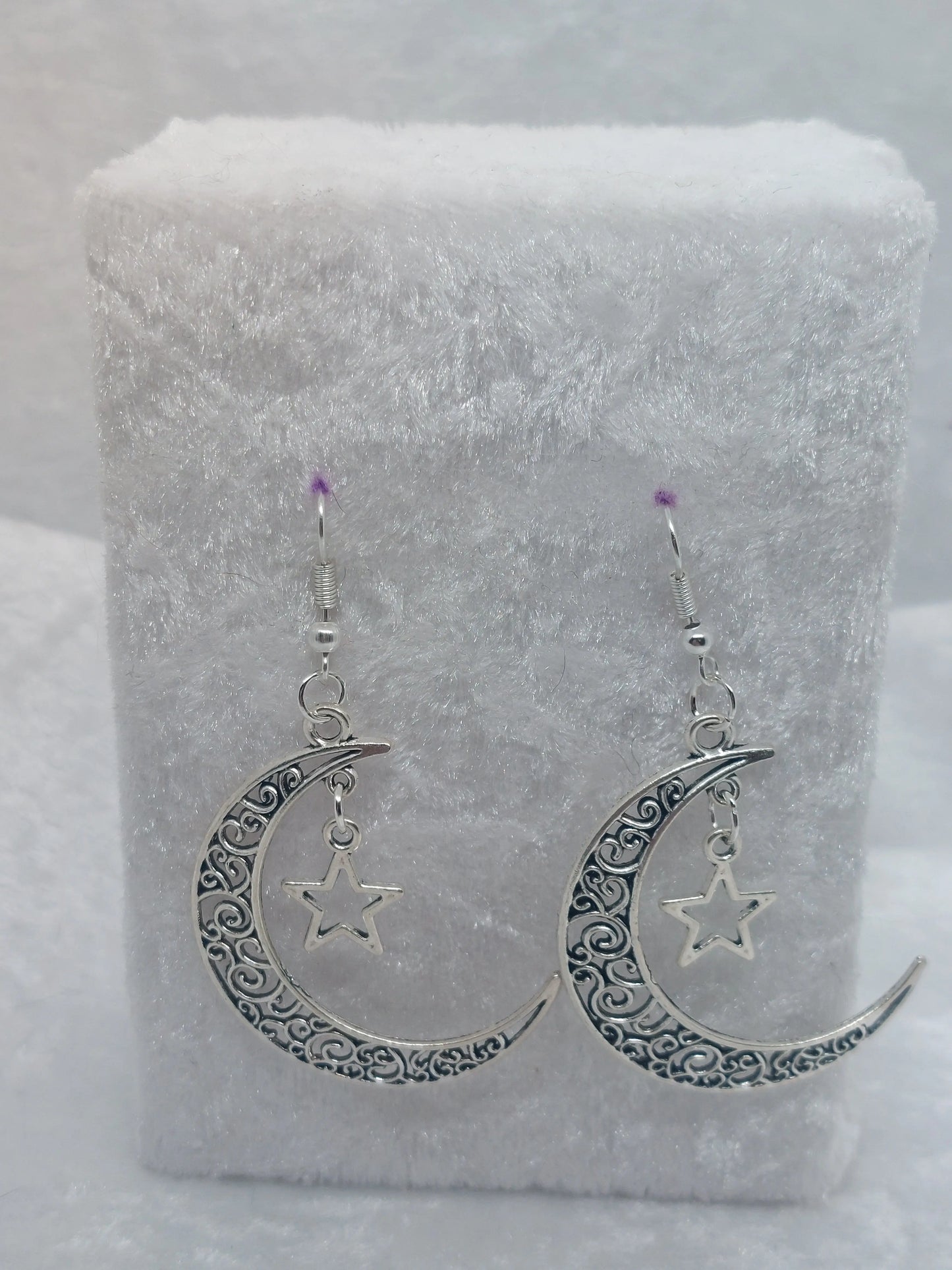 Silver Swirls Moon with Dangle Star Earrings 1118 MARKETS & EVENTS