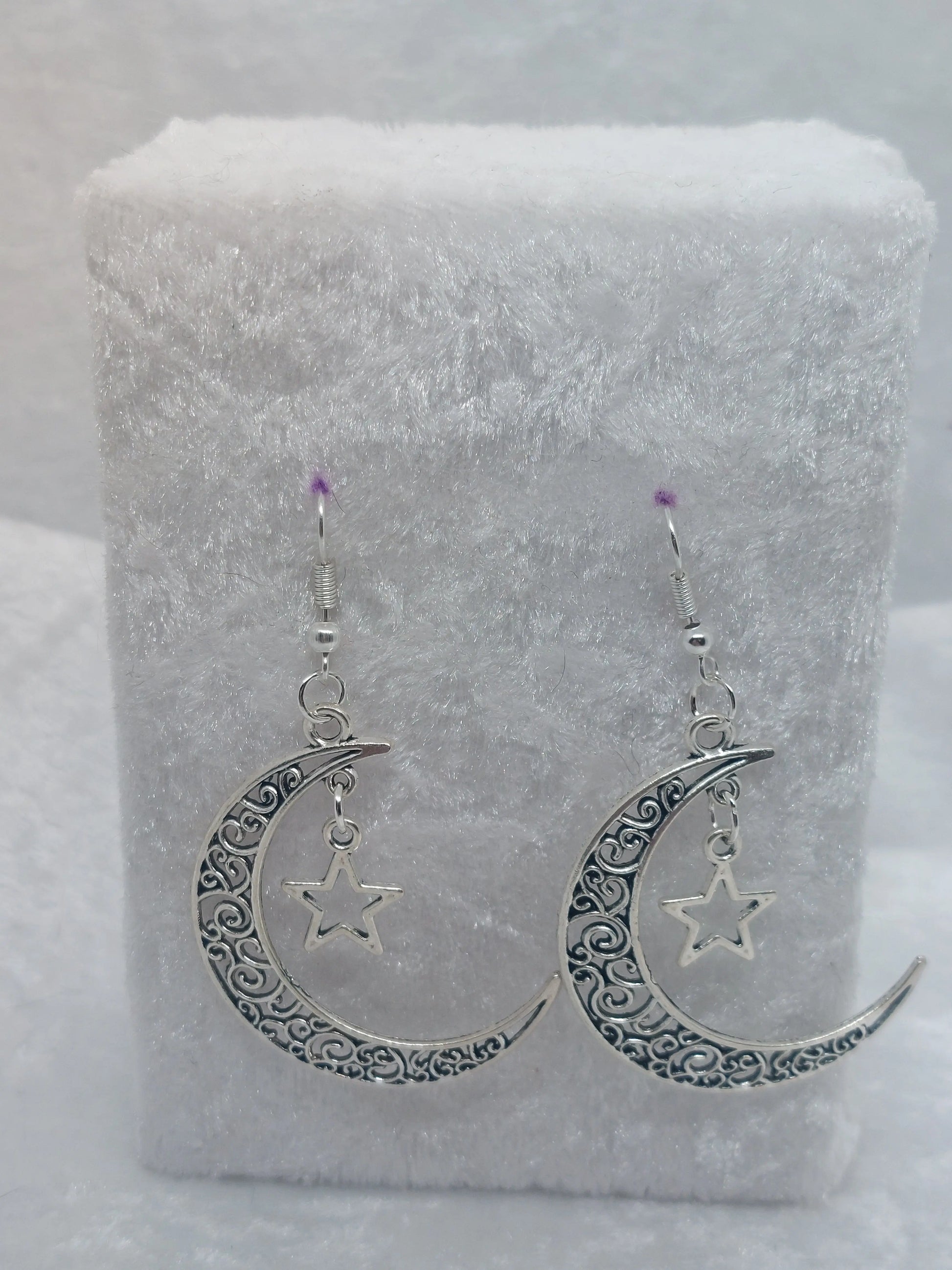 Silver Swirls Moon with Dangle Star Earrings 1118 MARKETS & EVENTS