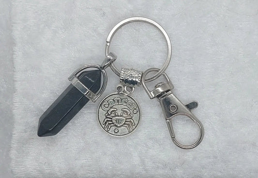 Cancer Mahogany Obsidian Gemstone Crystal Keychain - 1118Markets