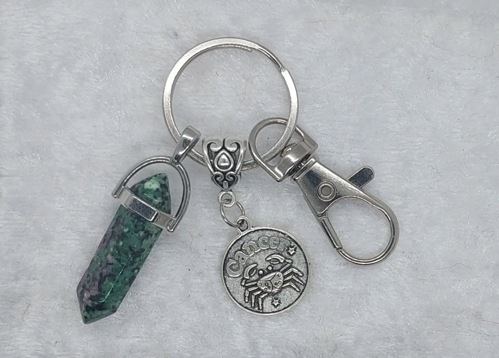 Cancer Ruby Zolsite Gemstone Crystal Keychain - 1118Markets