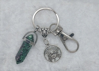Cancer Ruby Zolsite Gemstone Crystal Keychain - 1118Markets